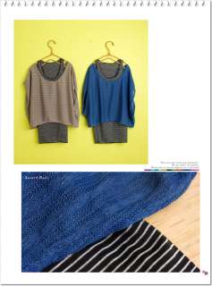 C474 Japan Fashion 2 Pieces Knitted Bubble Top Stripe Tank Top  