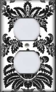 Light Switch Plate Cover   Black And White   Damask Design  