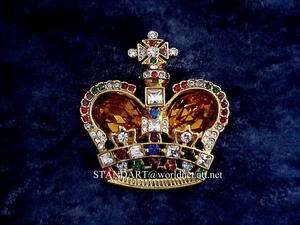 Russian Imperial Empress Alexandra Romanov Crown Brooch Pin Amber 