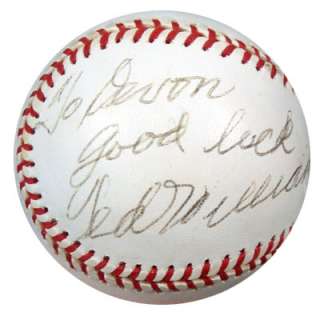 Ted Williams Autographed Signed AL Baseball To Devon Good Luck PSA/DNA 