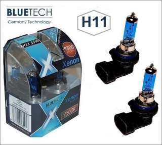 2St. BLUETECH H11 XENON BLUE 9500° GLÜHLAMPEN TÜV FREI  