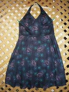 Amanda Smith Blue Embroidered Halter Dress Size 10 NEW  