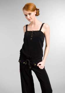 JUICY COUTURE Terry Wide Leg Romper in Black  