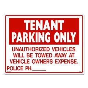 Lynch Sign Co. 24 in. x 18 in. Sign Red on White Plastic Tenant 