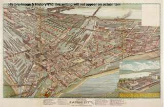 1895 KANSAS CITY STOCKYARDS LARGE WALL MAP  