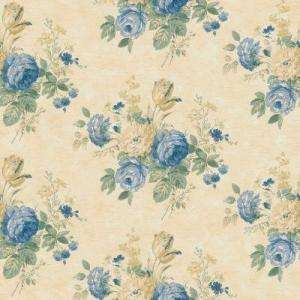 The Wallpaper Company 56 sq.ft. Blue and Yellow Victorian Floral 