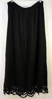 Smithsonian Institution Black 100% Rayon Handmade Long Skirt w/ Lace 