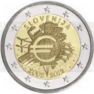 Slowenien 2 Euro 2012 10 Jahre Euro Bargeld PP  