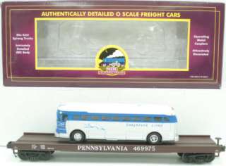 MTH 20 98491 Pennsylvania Flat Car w/Greyhound Bus LN/Box  