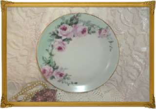 Porcelain Plate Romantic Cottage Chic HP Pink Roses  