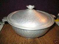 1950s Hammered Aluminum Rose Bowl with Cover  