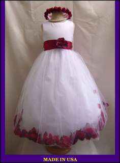 WHITE APPLE RED WEDDING PARTY PAGEANT FLOWER GIRL DRESS SM L XL 2 4 6 