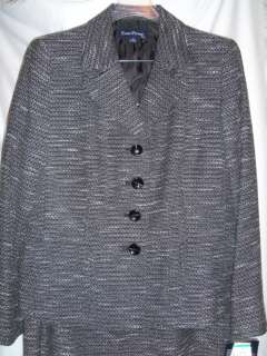 EVAN PICONE Black/Ivory Tweed Skirt Suit 16 or 18 NWT  