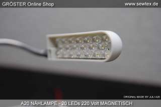 20 LED Nähmaschinenlampe Starkes Licht Magnetich abnehmbar 220 VOLT 