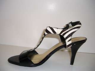   GRACEYMAIR Black White Womens Sandals Heels Slingbacks Shoes Size 5.5
