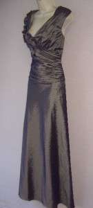   HOWARD Purple Taffeta V Neck Ruched Formal Gown Dress 14 NWT  