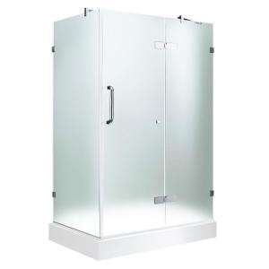   36 in. x 48 in. Frameless Pivot Shower Enclosure in Frosted/Chrome