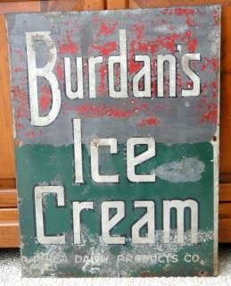 antique BURDANS ICE CREAM orig metal sign PHILA PA  