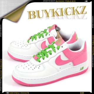 Nike Air Force 1 (GS) White/Gym Pink Green Apple Low AF 314219 100 