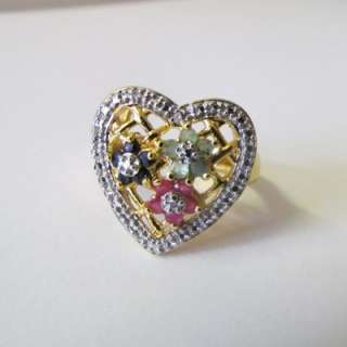   RING WITH RUBIES, SAPPHIRES AND EMERALDS,925 SILVER NOT SCRAP  