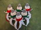   Vintage Style Snowmen Ornaments Chenille Feather Tree Winter Christmas