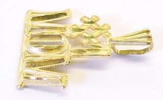 MOM 14K Solid Yellow Diamond Cut Gold Pendant ~ 22mm  