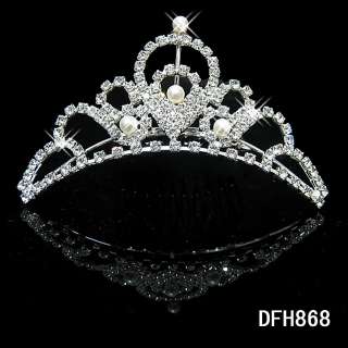 Wedding Bridal crystal veil tiara crown COMB HG0868  