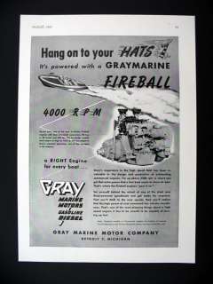 Gray Marine Graymarine Fireball Engines boat engine 1947 print Ad 
