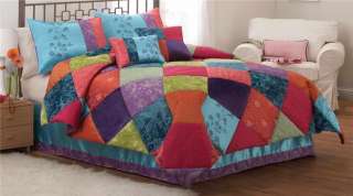 TEEN GIRL KASHMERE GEM COLORFUL MULTICOLOR 3PC FULL QUEEN COMFORTER 