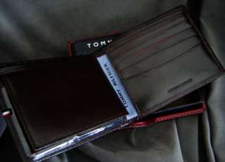 NWT TOMMY HILFIGER GENUINE MENS LEATHER WALLET BROWN  