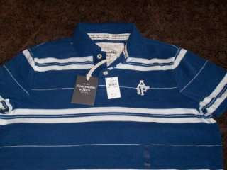 Abercrombie & Fitch Blue and White Striped Polo New XXL  