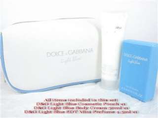 Light Blue Body Cream + Bag + Mini Perfume Gift Set  