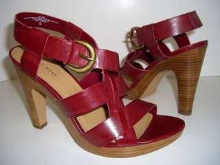 NINE WEST VELASO NEW Red Womens Wedges Sandals Heels Shoes US Size 9 