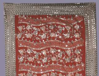 Burgundy Bridal Heavy Sequin Embroidery Sari Saree Wrap  