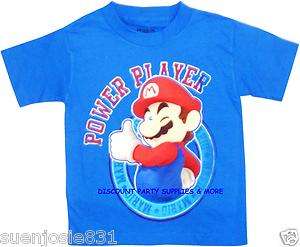 Nintendo Super Mario Brothers Mario Power Player Blue Tee T Shirt Sz 7 