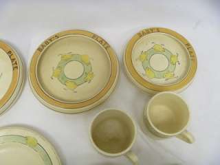 13pc ROSEVILLE CHICKS JUVENILE POTTERY LOT ROLLED EDGE BABY PLATES 