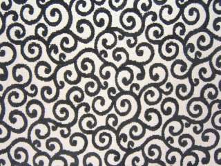   , Swirls and Curls, Color Black and White, Fabric Remnant  
