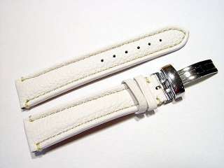 Kippfalt.Uhrband echt Leder weiß mit weiße Naht 18 24mm  