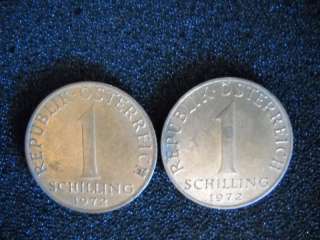 LOT OF 2 UNKNOWN AUSTRIA 1 SCHILLING 1972 OSTERREICH  