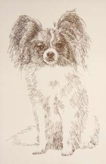 Papillon Dog Breed Art Lithograph #93 Kline will draw your dogs name 