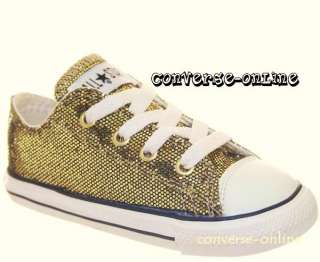 KIDS* CONVERSE All Star GOLD SEQUINS Trainers SIZE UK 9  