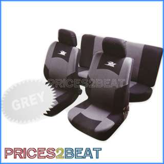 6PC CAR SEAT COVER SET BLACK SILVER RX RACING UNIVERSAL  