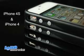 iPhone 4S 4G S BUMPER mit ALU KNÖPFEN + VOR & RÜCK FOLIE Hülle 