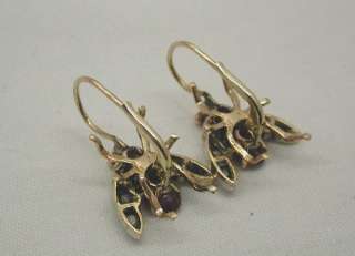 Superb Pair Gold Ruby Emerald & Diamond Insect Earrings  