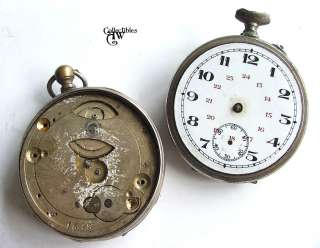 Pocket Watch Cases, 2 Movement Frames, 1 Face Dial LOT  