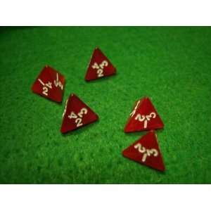  Mini Pearlized Red and White 4 Sided Dice Toys & Games