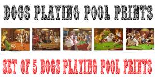 Pool Table Pictures Dogs Playing Pool 5 x Iconic Prints  