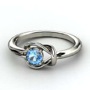  Hercules Knot Ring, Round Blue Topaz Palladium Ring 