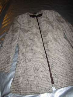   TRACY JACKET Size 4 Brown Off White Cotton Linen Tweed Blazer  