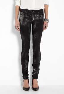Helmut Lang  Black Foil Wash Leather Effect Skinny Trouser by Helmut 